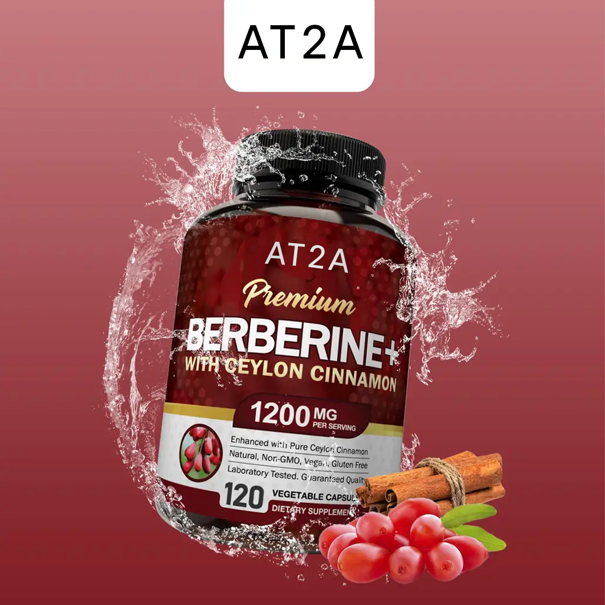 AT2A Berberine HCI 1200mg with Organic Ceylon Cinnamon - 120 capsules